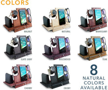 Cargar imagen en el visor de la galería, Personalized Gifts for Men, Cell Phone Stand, Wooden Desk Organizer, iPhone Dock - Nightstand Charging Station, Phone Holder, Gift Ideas for Christmas, Birthday, Anniversary (Teak)
