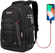 Cargar imagen en el visor de la galería, Cross Gear Backpack with USB Charging Port Laptop bag and Combination Lock- Fits Most 15.6 Inch Laptops and Tablets CR-9003BK-USB
