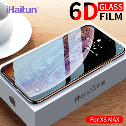 IHaitun vidrio de lujo 6D para iPhone 11 Pro Max XS MAX XR X Protector de pantalla de vidrio templado curvado para iPhone X 11 10 7 película de cubierta completa 8 Plus